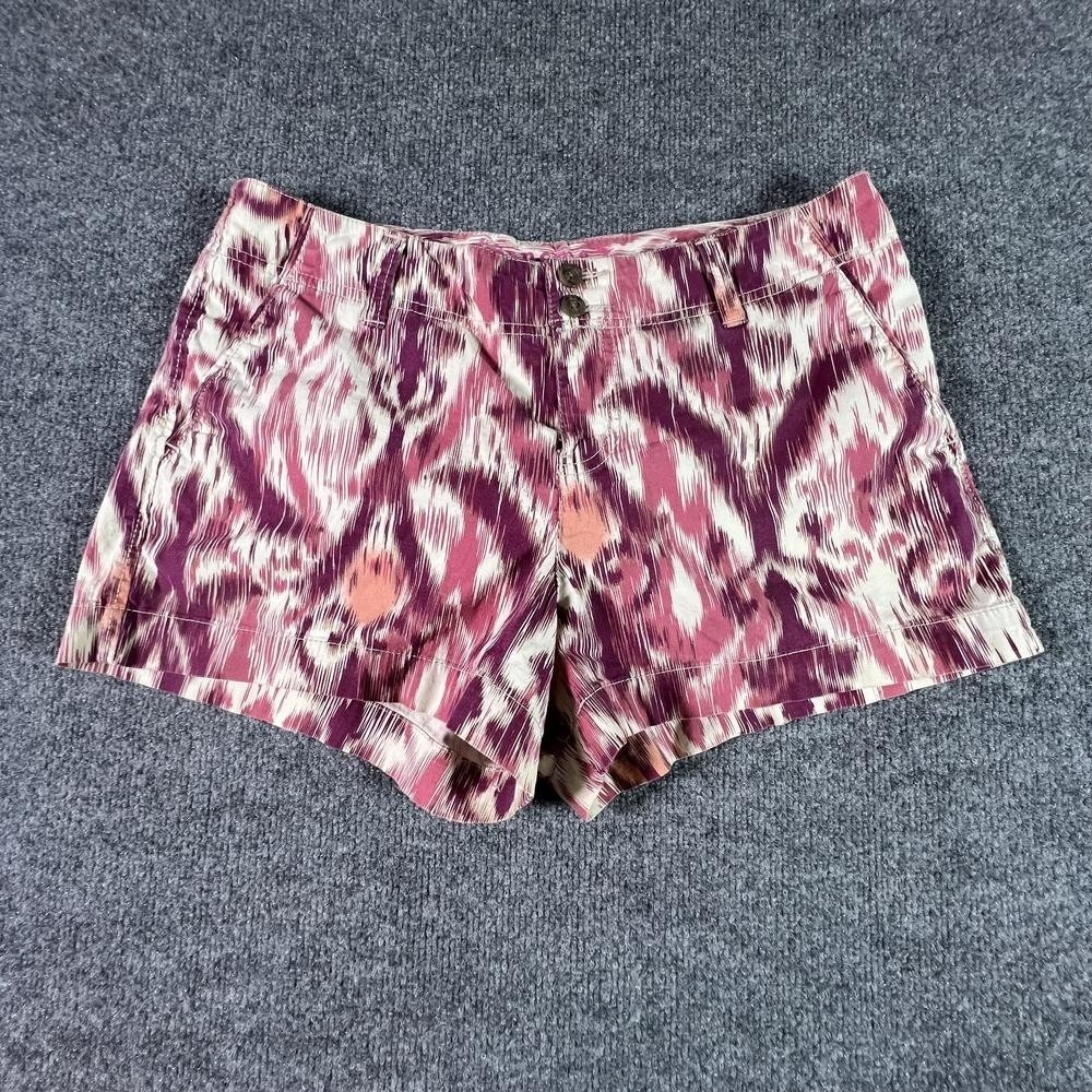 Sonoma Womens Athletic Shorts 12 Pink Ikat Cotton Stretch Gym Running Training